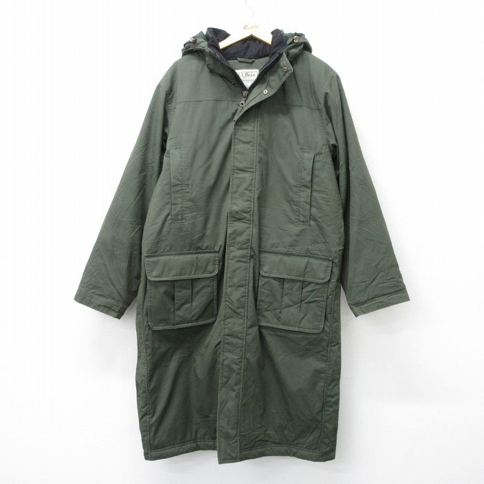 L★古着 エルエルビーン LLBEAN 長袖 コート パーカー メンズ 00年代 00s ゴアテックス 大きいサイズ ロング丈 濃緑 グリーン 内側ウール 【spe】 25oct07 中古 アウター