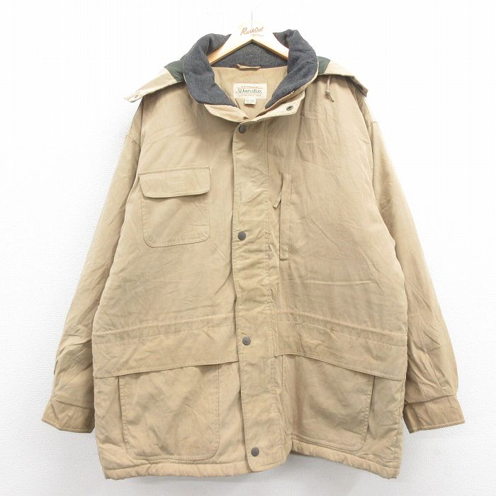 XL★古着 セントジョンズベイ 長袖 ジャケット パーカー メンズ 00年代 00s 大きいサイズ ロング丈 ベージュ カーキ 内側キルティング 25oct09 中古 アウター