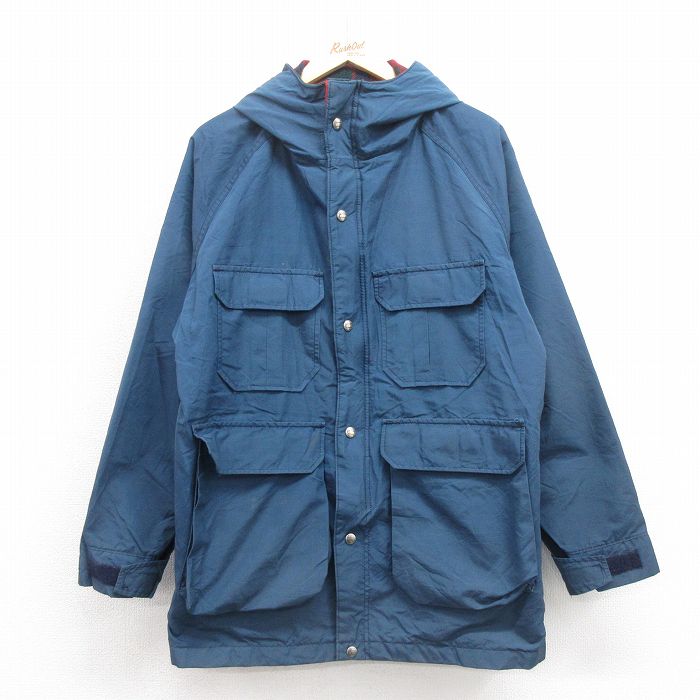 M★古着 ウールリッチ WOOLRICH 長袖 マウンテン ジャケット パーカー メンズ 80年代 80s ロクヨンクロス ラグラン USA製 紺 ネイビー 内側ウール 25oct09 中古 アウター