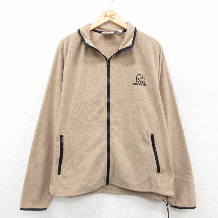 XL★古着 長袖 フリース ジャケット メンズ DUCKS UNLIMITED ベージュ カーキ 25oct11 中古 アウター