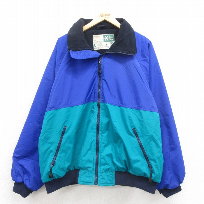XL★古着 Wear Guard 長袖 ナイロン ジャケット メンズ 00年代 00s ラグラン 青他 ブルー 内側フリース 25oct15 中古 アウター