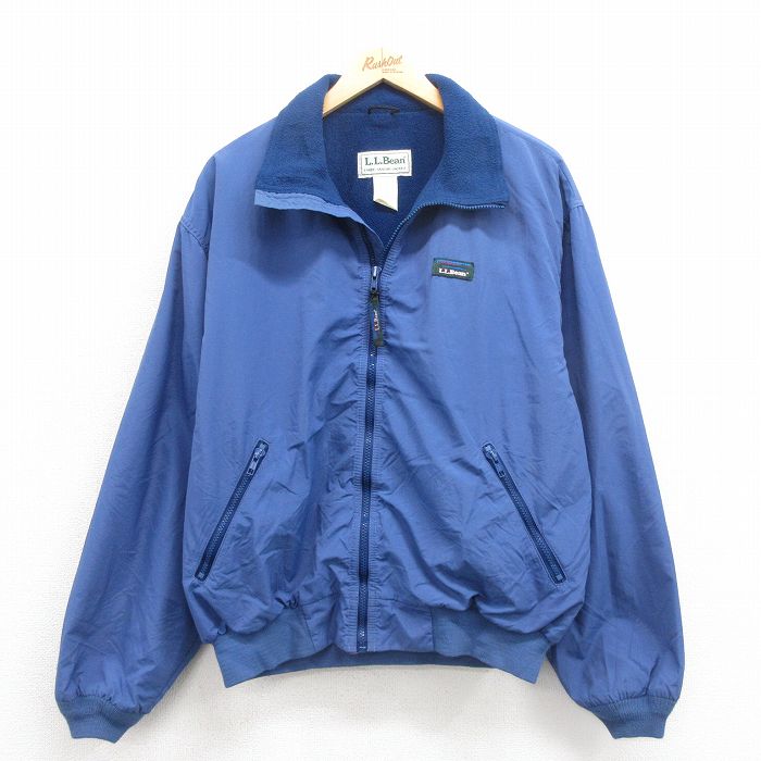 XL★古着 エルエルビーン LLBEAN 長袖 ジャケット メンズ 90年代 90s 薄紺 ネイビー 内側フリース 【spe】 25oct15 中古 アウター