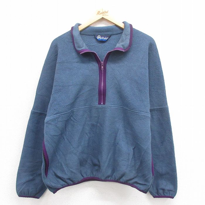M★古着 ペンフィールド 長袖 ハーフジップ フリース ジャケット メンズ 90年代 90s USA製 薄紺 ネイビー 25oct15 中古 アウター