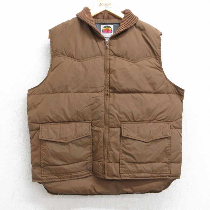 L★古着 ミラー ダウン ベスト メンズ 80年代 80s USA製 茶 ブラウン 25oct21 中古 アウター