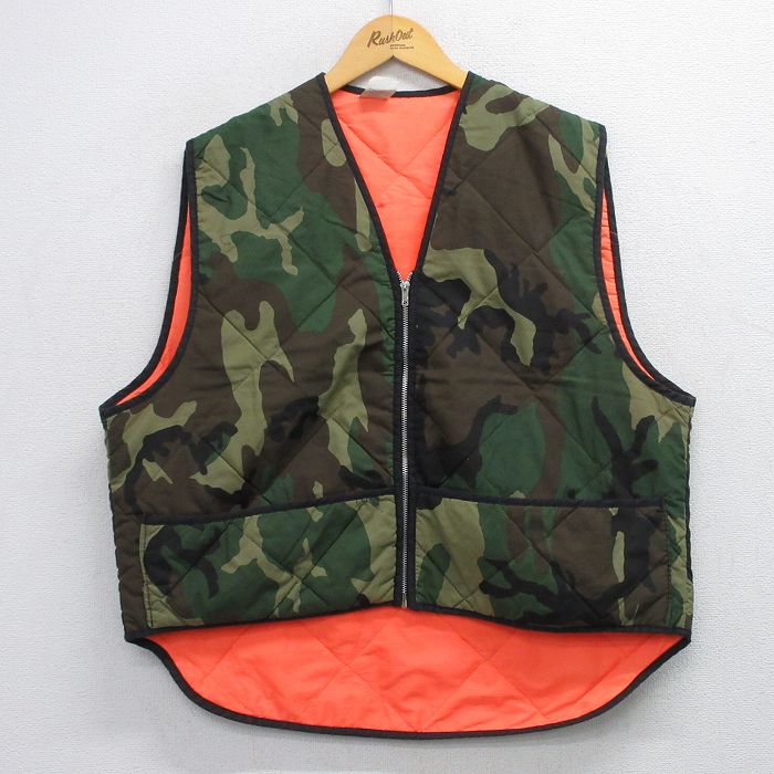 【50%OFF】80s キルティングベスト ウッドランド グリーン L | 古着