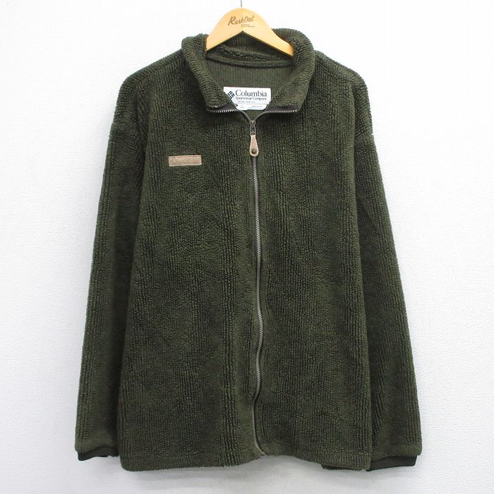 XL★古着 コロンビア COLUMBIA 長袖 フリース ジャケット メンズ 00年代 00s USA製 濃緑 グリーン 迷彩他 25oct24 中古 アウター