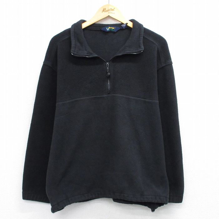 L★古着 エディーバウアー 長袖 ハーフジップ フリース ジャケット メンズ 00年代 00s EBTEK ワンポイントロゴ 黒 ブラック 25oct24 中古 アウター