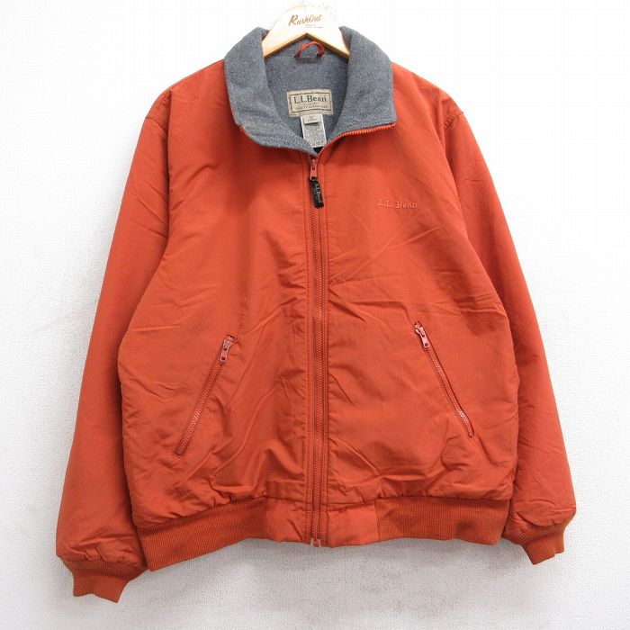 L★古着 エルエルビーン LLBEAN 長袖 ナイロン ジャケット メンズ 00年代 00s ワンポイントロゴ オレンジ系 内側フリース 25oct25 中古 アウター