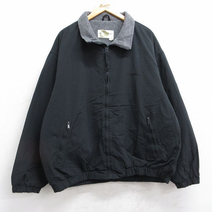 XL★古着 エディーバウアー 長袖 ナイロン ジャケット メンズ 00年代 00s 大きいサイズ 黒 ブラック 内側フリース 25oct25 中古 アウター