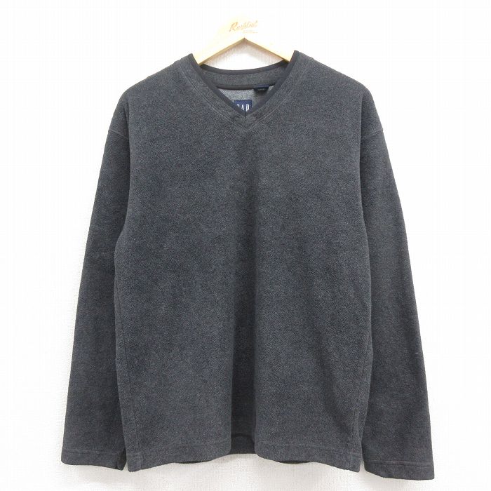 S★古着 ギャップ GAP 長袖 フリース ジャケット メンズ 00年代 00s Vネック グレー 25oct28 中古 アウター
