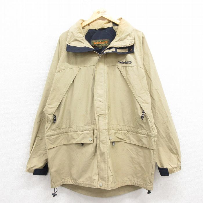 XL★古着 ティンバーランド 長袖 ジャケット メンズ 90年代 90s ロクヨンクロス 大きいサイズ 薄ベージュ カーキ 25oct28 中古 アウター