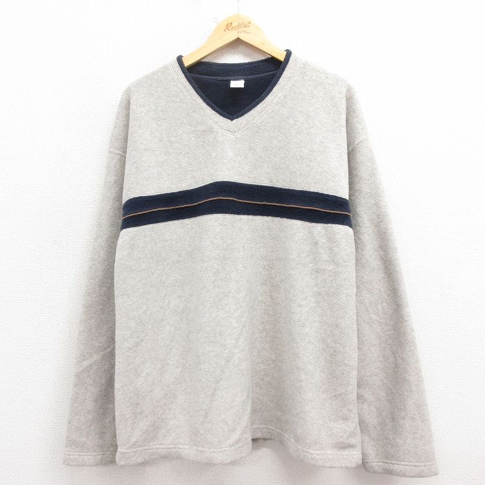 M★古着 ギャップ GAP 長袖 フリース ジャケット メンズ Vネック グレー 25oct28 中古 アウター