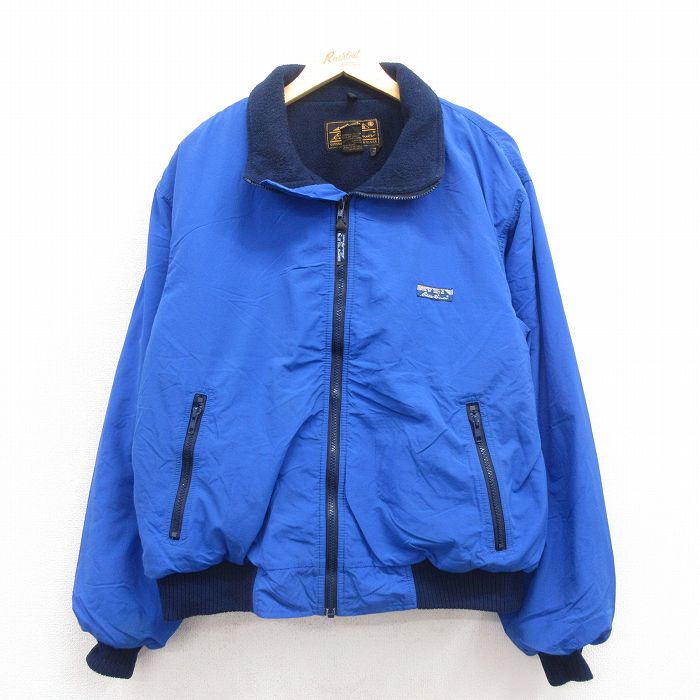 XL★古着 エディーバウアー 長袖 ナイロン ジャケット メンズ 90年代 90s USA製 青 ブルー 内側フリース 【spe】 25oct28 中古 アウター