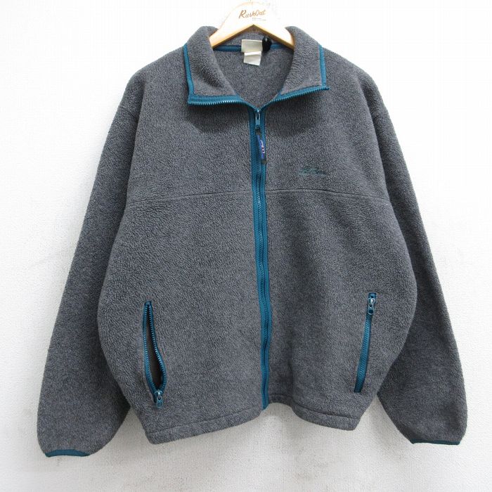 L★古着 エルエルビーン LLBEAN 長袖 フリース ジャケット メンズ 90年代 90s ワンポイントロゴ グレー 25oct28 中古 アウター