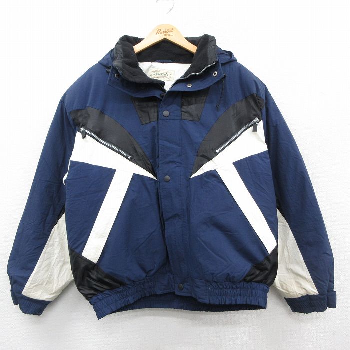 XL★古着 セントジョンズベイ 長袖 ナイロン ダウン ジャケット パーカー メンズ 00年代 00s 紺他 ネイビー 25oct27 中古 アウター