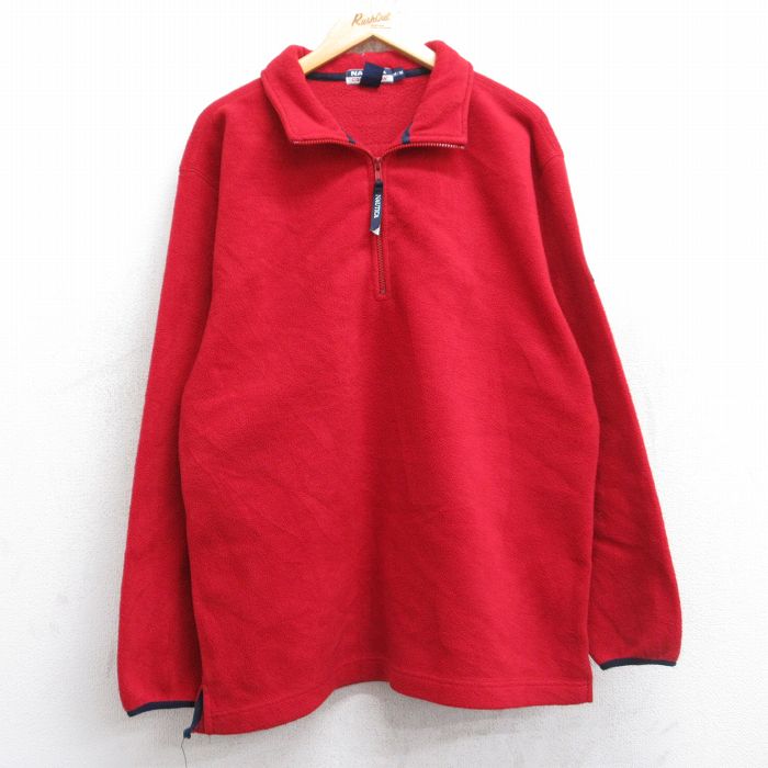 M★古着 ノーティカ NAUTICA コンペティション 長袖 ブランド ハーフジップ フリース ジャケット メンズ 90年代 90s リフレクター USA製 赤 レッド 25oct31 中古 アウター