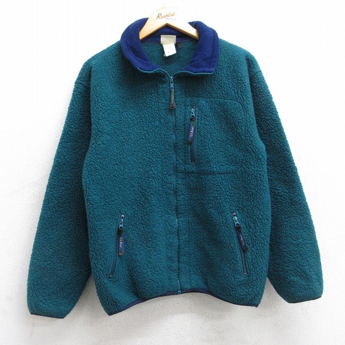 S★古着 エルエルビーン LLBEAN 長袖 フリース ジャケット メンズ 80年代 80s 青緑 25nov01 中古 アウター