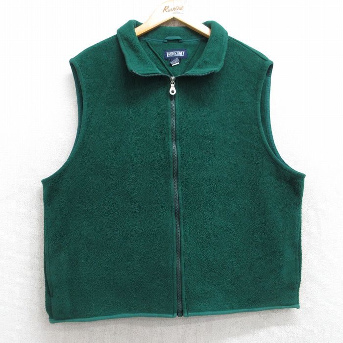M★古着 ランズエンド フリース ベスト メンズ 00年代 00s 緑 グリーン 25nov04 中古 アウター