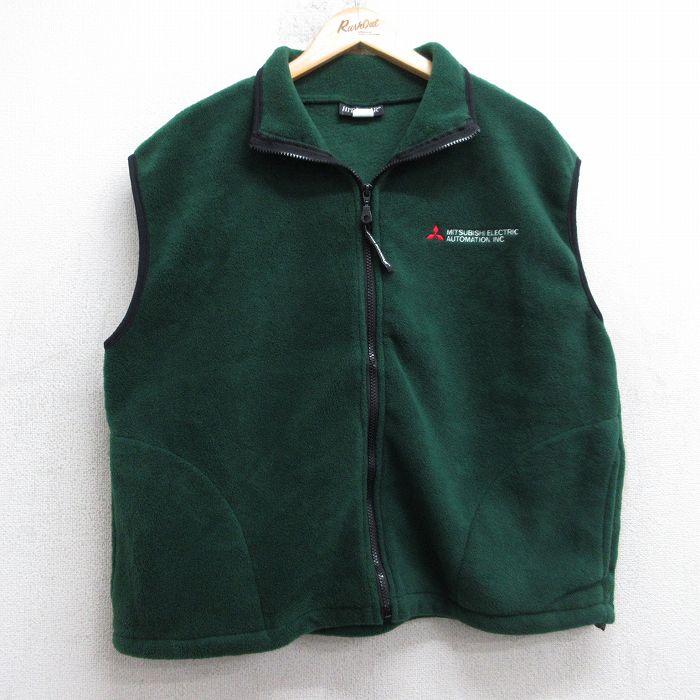【20%OFF】L★古着 フリース ベスト メンズ 90年代 90s 三菱 USA製 緑 25nov13