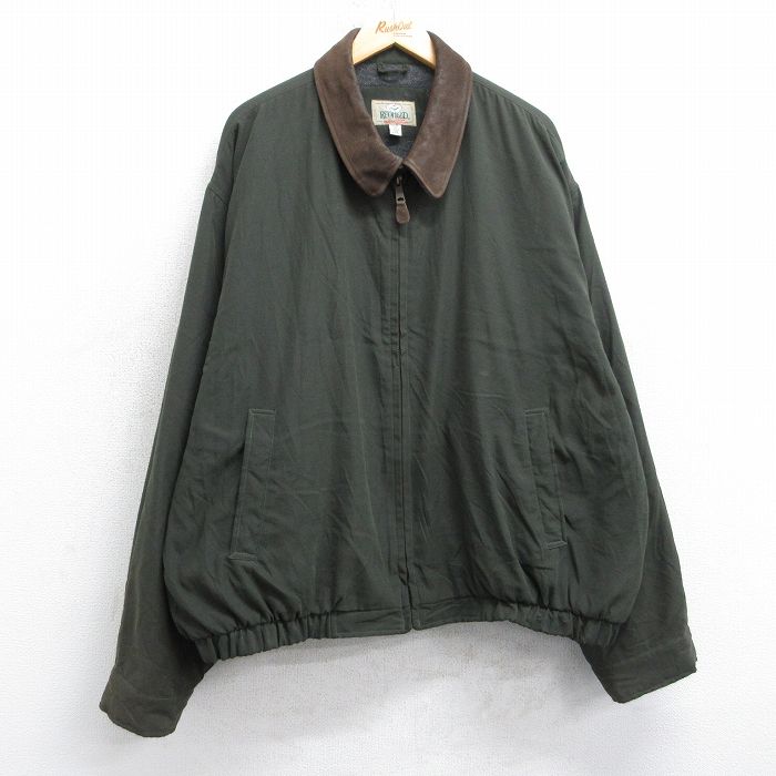 XL★古着 レッドヘッド 長袖 ジャケット メンズ 00年代 00s 襟スエード 大きいサイズ 濃緑 内側フリース 25nov14
