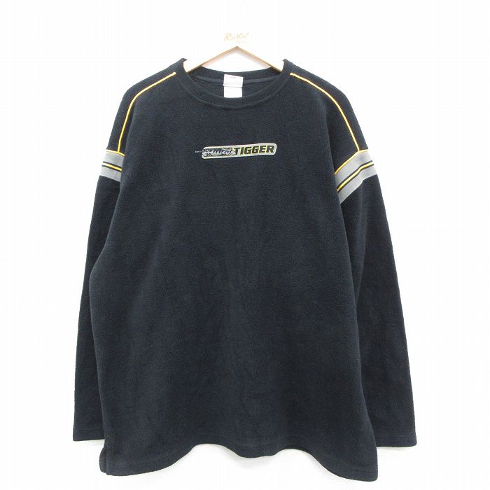 XL★古着 長袖 フリース ジャケット メンズ 00年代 00s ディズニー くまのプーさん ティガー クルーネック 黒 25nov14