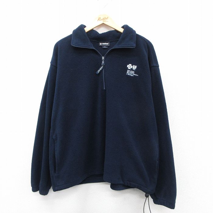 ハーフジップフリースジャケット 90s ネイビー XL | 古着