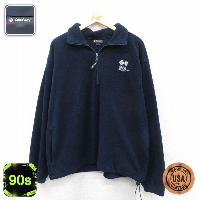 ハーフジップフリースジャケット 90s ネイビー XL | 古着