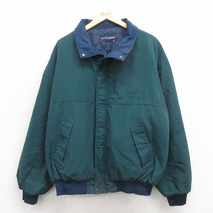 XL★古着 スイングスター 長袖 ジャケット メンズ 90年代 90s ノースウエスタン 大きいサイズ USA製 緑 内側キルティング 25nov19