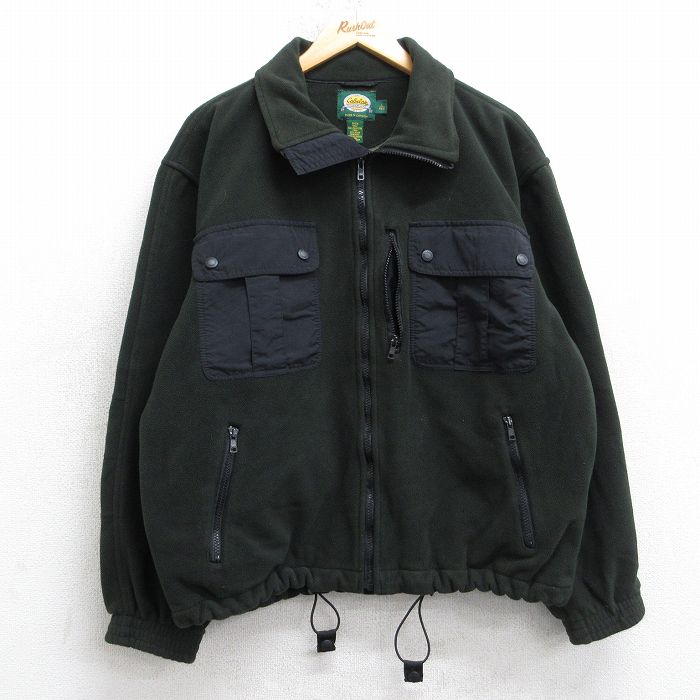 XL★古着 カベラス 長袖 フリース ジャケット メンズ 00年代 00s カナダ製 濃緑他 25nov20