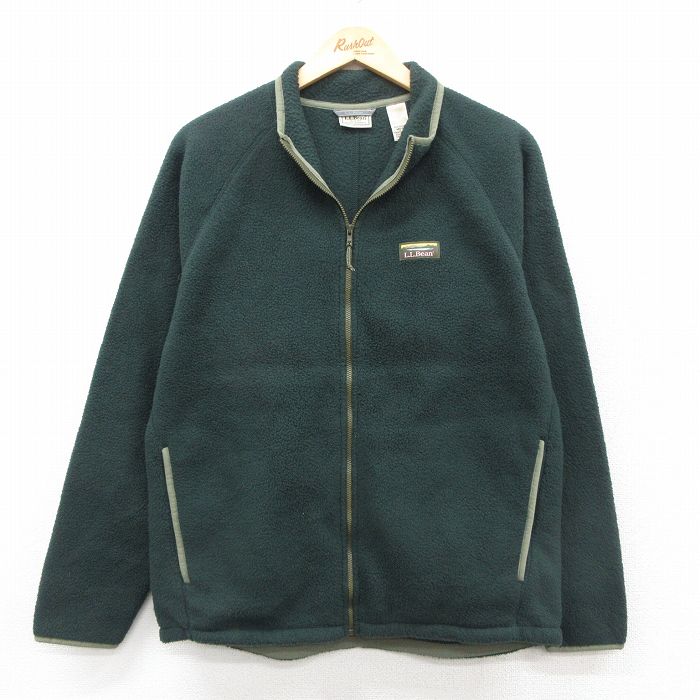 S★古着 エルエルビーン 長袖 フリース ジャケット メンズ 00年代 00s ワンポイントロゴ ラグラン 濃緑他 25nov21