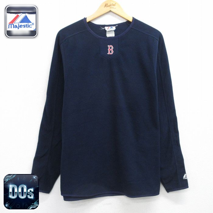 【50%OFF】マジェスティック 00s ラグランフリース MLBボストンレッドソックス ネイビー L | 古着