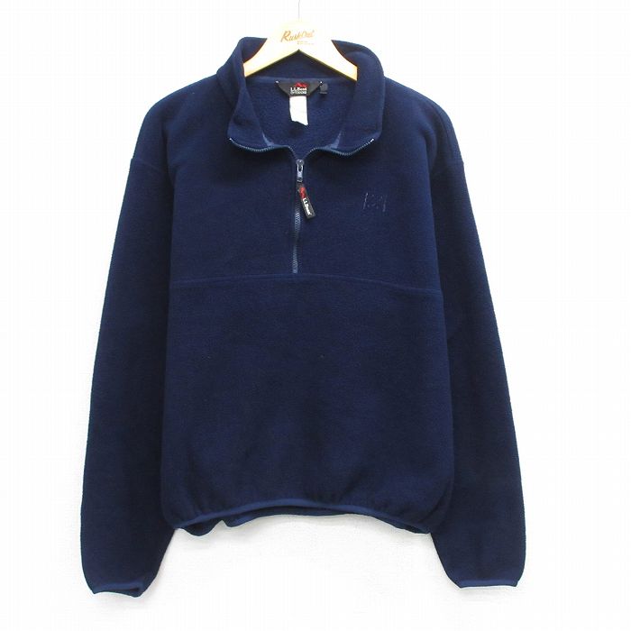 XL★古着 エルエルビーン 長袖 ハーフジップ フリース ジャケット メンズ 紺 25nov29