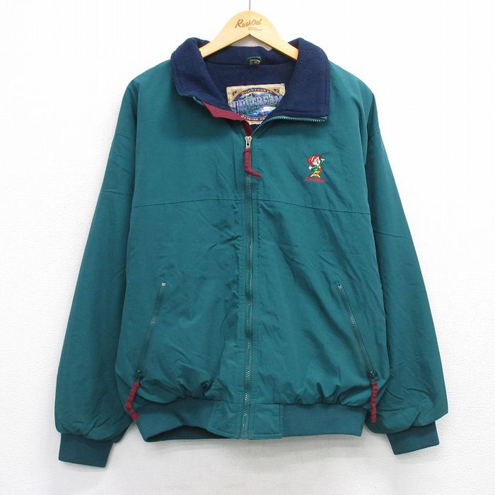 L★古着 Dunbrooke 長袖 ナイロン ジャケット メンズ 90年代 90s UPSTREAM キーブラー 緑 内側フリース【spe】 25nov29