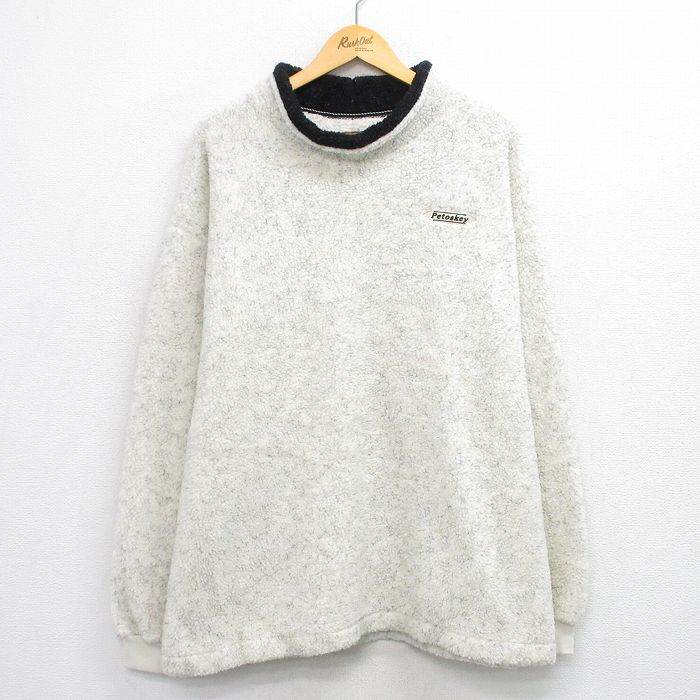 XL★古着 長袖 フリース ジャケット メンズ 00年代 00s ペトスキー モックネック ハイネック 白他 25nov29