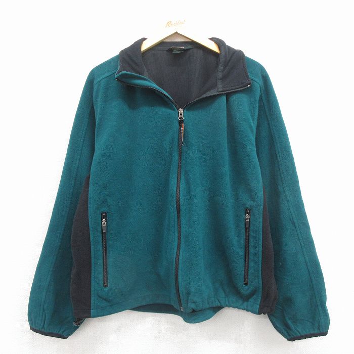L★古着 エルエルビーン 長袖 フリース ジャケット メンズ ツートンカラー 青緑 25dec01