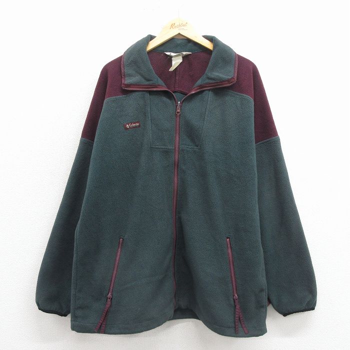 コロンビア 90s フリースジャケット ワンポイントロゴ グリーン L | 古着