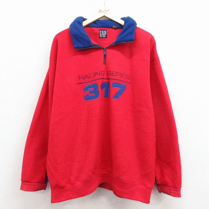 ギャップ 90s ハーフジップフリースジャケット レーシング レッド XL | 古着