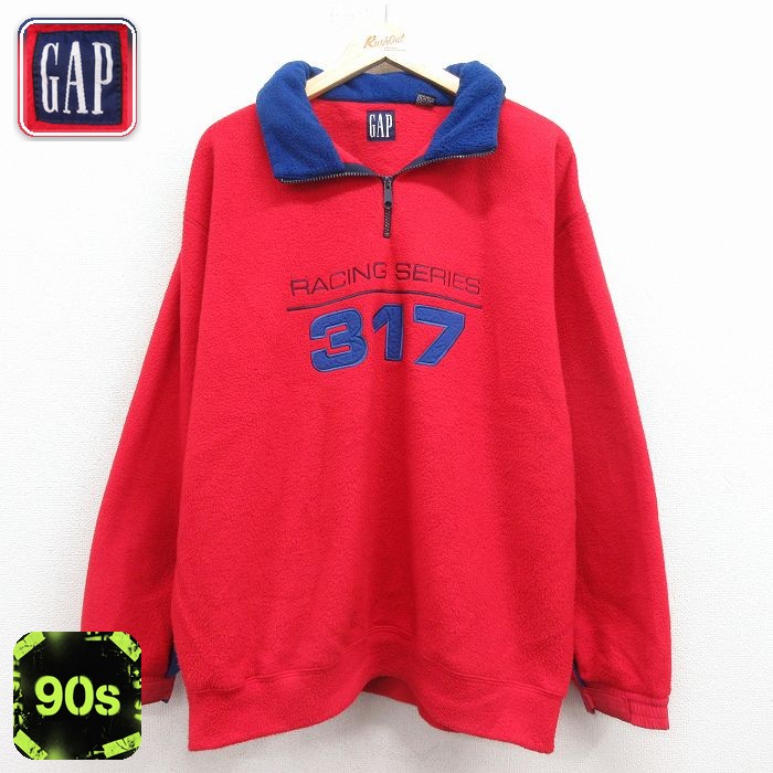 ギャップ 90s ハーフジップフリースジャケット レーシング レッド XL | 古着