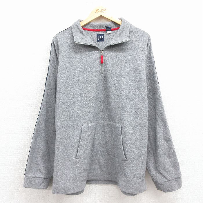 L★古着 ギャップ GAP 長袖 ハーフジップ フリース ジャケット メンズ 00年代 00s グレー 25dec08