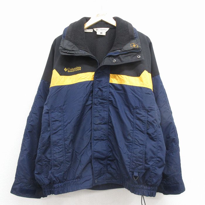 XL★古着 コロンビア 長袖 ナイロン マウンテン ジャケット メンズ 00年代 00s ワンポイントロゴ バガブー 大きいサイズ 紺 内側フリース 25dec08