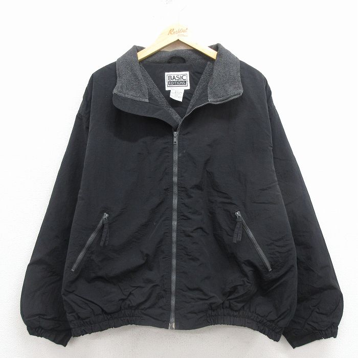 XL★古着 ベーシックエディションズ 長袖 ナイロン ジャケット メンズ 00年代 00s 黒 25dec08