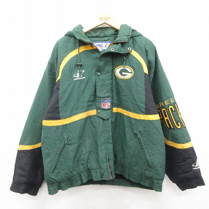 NFL グリーンベイパッカーズ 90s ナイロンジャケット 内側キルティング グリーン XL | 古着