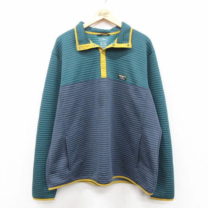XL★古着 エルエルビーン 長袖 ジャケット メンズ ツートンカラー スナップT 緑他 25dec09