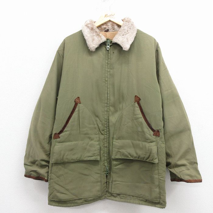 L★古着 10X 長袖 ビンテージ ハンティング ダウン ジャケット メンズ 70年代 70s ロング丈 緑【spe】 25dec10
