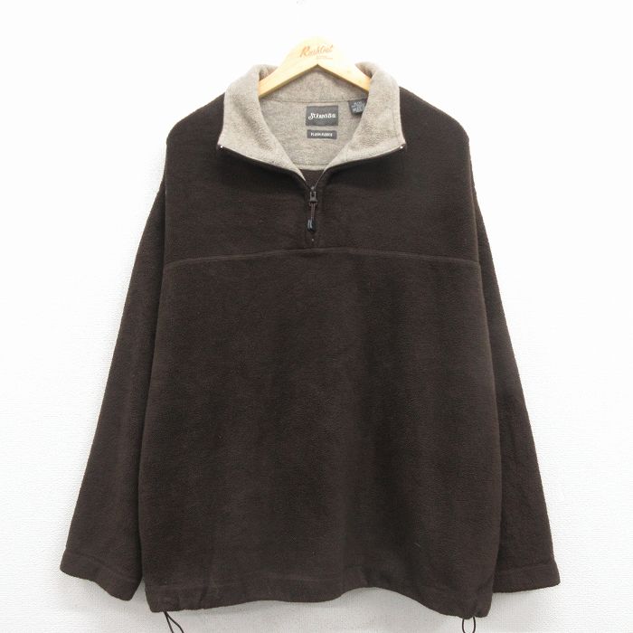 XL★古着 セントジョンズベイ 長袖 ハーフジップ フリース ジャケット メンズ 大きいサイズ こげ茶 25dec10