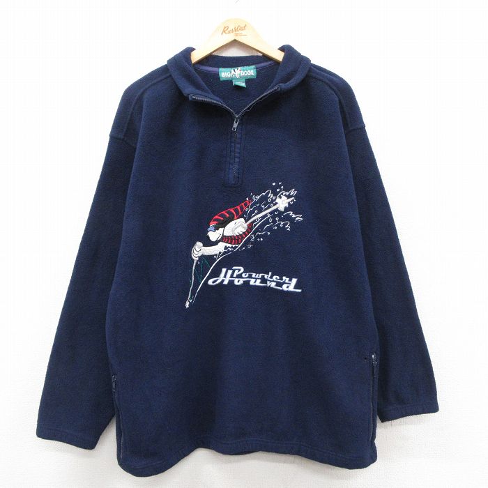 L★古着 ビッグドッグス BIGDOGS 長袖 ハーフジップ フリース ジャケット メンズ 00年代 00s スキー 刺繍 紺 25dec11