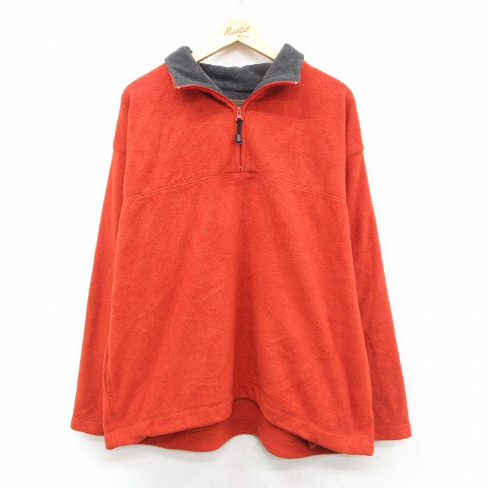 XL★古着 セントジョンズベイ 長袖 ハーフジップ フリース ジャケット メンズ 大きいサイズ オレンジ 25dec13