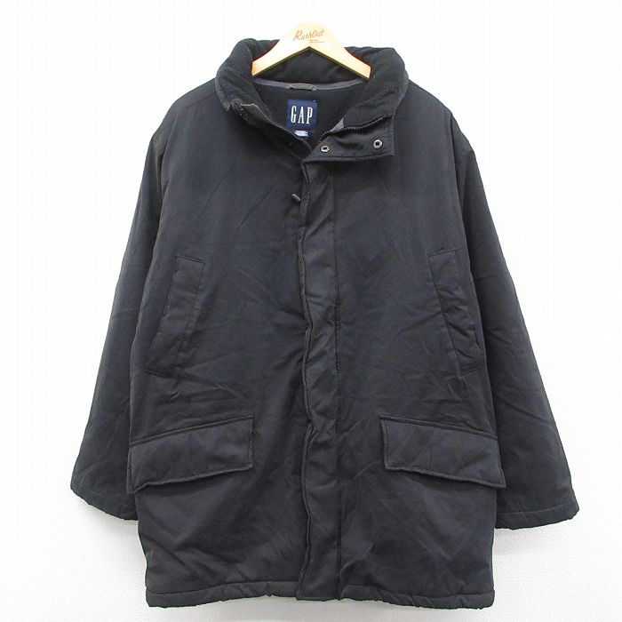 L★古着 ギャップ GAP 長袖 ジャケット メンズ 00年代 00s ロング丈 黒 内側フリース 25dec13