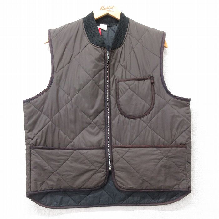 XL★古着 Wear Guard キルティング ベスト メンズ 90年代 90s こげ茶 25dec13