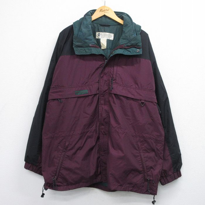 コロンビア 90s ナイロンジャケット ワンポイントロゴ パープル XL | 古着